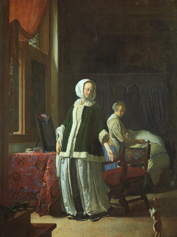 Frans Jansz van Mierisi Morning of a Young Lady oil painting image